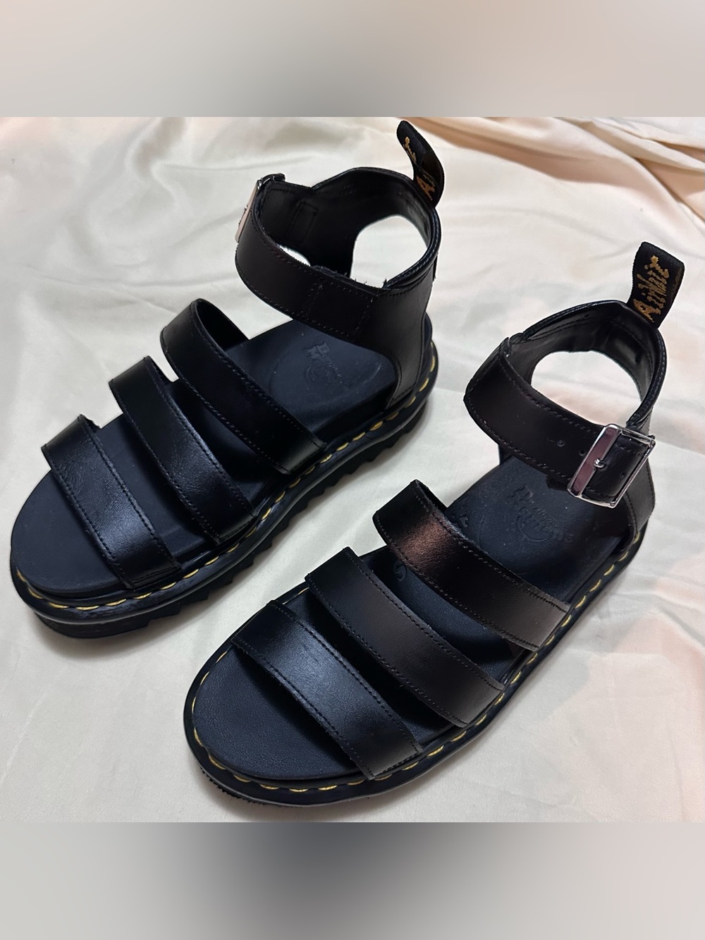 Dr. Martens Black Leather Womens' Strappy Ankle Sandals - Size 9